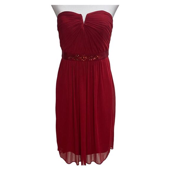 Adrianna Papell Women's Red Strapless Embellished Lined Cocktail Dress Size 8 - Picture 2 of 9